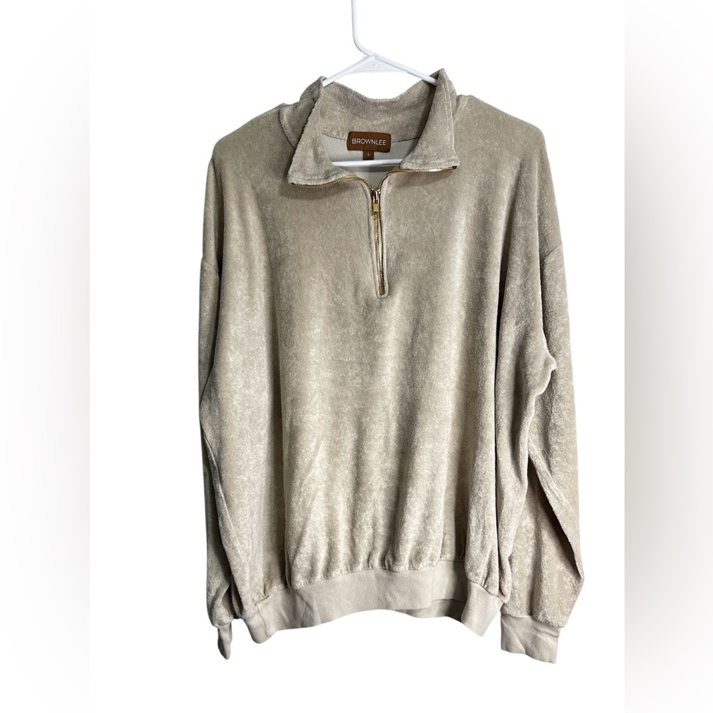 Women's Beige Quarter-Zip Sweater